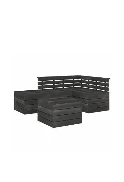 Juego de muebles para jardín de 5 piezas de madera maciza de pino gris oscuro de vidaXL