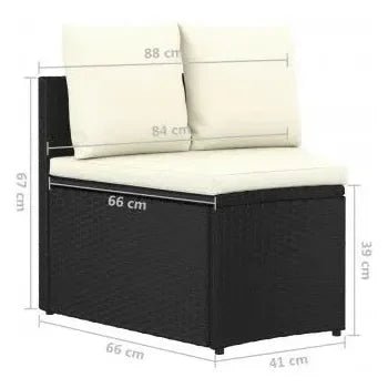 Set de muebles de jardín con 5 piezas de acero y ratán sintético negro con cojines de vidaXL 10