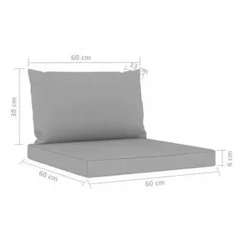 Conjunto de jardín de 6 piezas de sofás y mesa de madera de pino con cojines gris de vidaXL 18