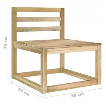 Set de muebles de pino para exterior de 6 piezas con cojines color verde de vidaXL 2