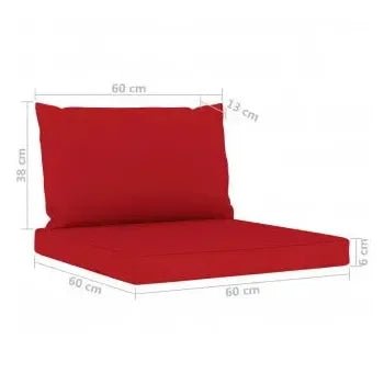 Juego de muebles de jardín 6 piezas de madera de pino con cojines color rojo de vidaXL 11
