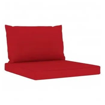Juego de muebles de jardín 6 piezas de madera de pino con cojines color rojo de vidaXL 6