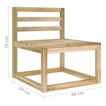 Juego de muebles de jardín 6 piezas de madera de pino con cojines color rojo de vidaXL 8