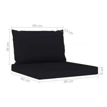 Conjunto de muebles de pino para exterior de 6 piezas con cojines color negro de vidaXL 5