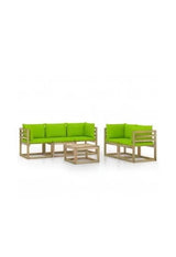 Juego de muebles para exteriores hecho de madera de pino y tela de color verde brillante 6 piezas de vidaXL