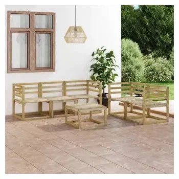 Set de muebles individuales para el jardín de 6 piezas fabricados en madera de pino impregnada verde de vidaXL 2