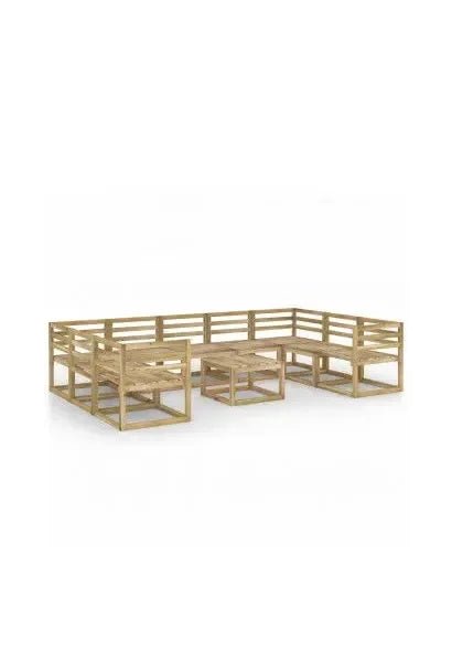 Muebles de jardín por 10 piezas de madera de pino verde impregnada rústico de vidaXL