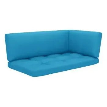 Muebles de palets de 6 piezas con cojines fabricados en madera y poliéster en color gris y azul de vidaXL 3