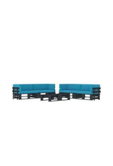 Muebles de palets de 6 piezas con cojines fabricados en madera y poliéster en color negro y azul de vidaXL