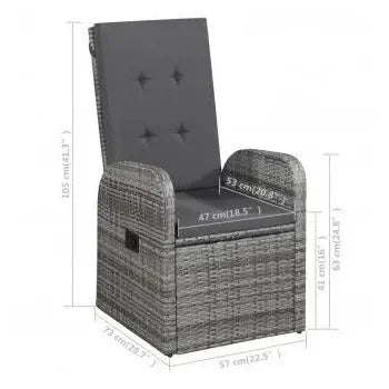 Juego de comedor moderno para jardines exteriores con 5 piezas en color gris de vidaXL 10