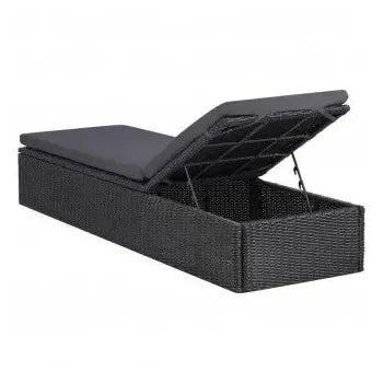 Juego de comedor para jardín con 2 tumbonas hecho en ratán sintético negro de vidaXL 9