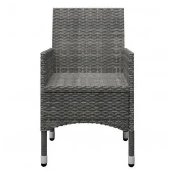 Juego de sillas de ratán sintético y mesa rectangular de madera de acacia gris de vidaXL 9