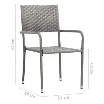 Mesa de acacia con 4 sillas fabricadas en ratán y acero 150x 72x90 cm gris antracita de vidaXL 11