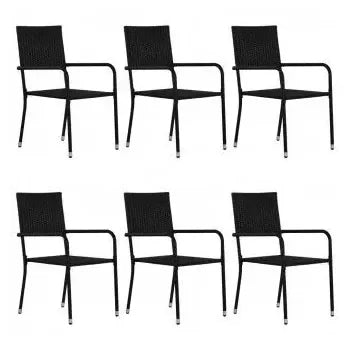 Conjunto de muebles de madera y ratán sintético color negro para exterior de vidaXL 2