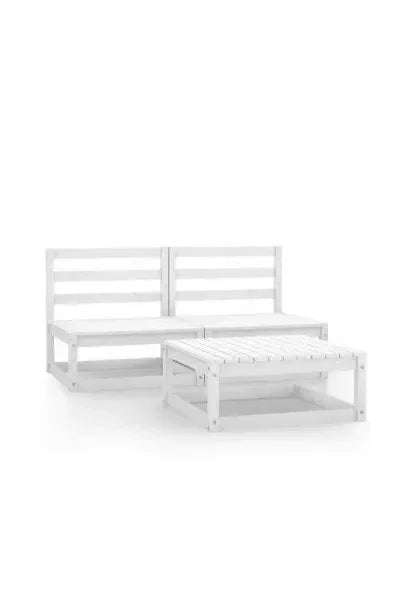 Conjunto de sofás de jardín con mesa de madera maciza de pino en color blanco de vidaXL