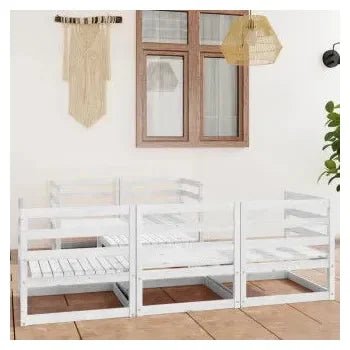 Juego de sillones y mesa para jardín de 5 plazas madera de pino maciza blanca de vidaXL 9