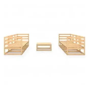 Conjunto de jardín de 9 piezas con sofás y una mesa en madera de pino maciza de vidaXL 3