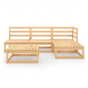 Sofás para jardín de madera maciza de pino con un acabado en color natural madera de vidaXL 3