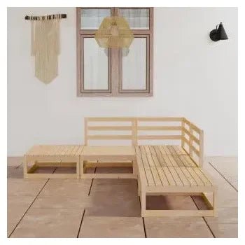 Conjunto de sofás para jardín de madera maciza de pino con un acabado en color natural madera de vidaXL 2