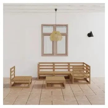 Juego de 6 muebles para exterior de madera de pino con acabado marrón miel de vidaXL 2