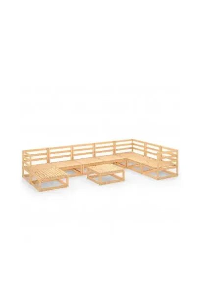 Juego de muebles para exteriores hecho de madera maciza de pino color marrón 9 piezas de vidaXL