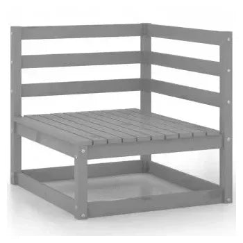 Juego de muebles de jardín color gris de 9 piezas de madera de pino maciza de vidaXL 3