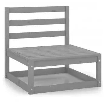 Juego de muebles de jardín color gris de 9 piezas de madera de pino maciza de vidaXL 5