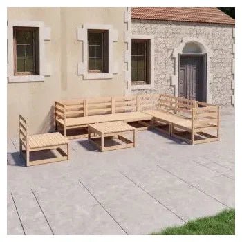 Juego de muebles para exterior hecho de madera de pino de color marrón 8 piezas de vidaXL 2