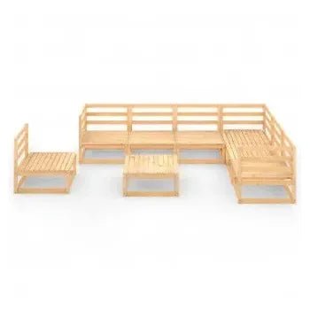 Juego de muebles para exterior hecho de madera de pino de color marrón 8 piezas de vidaXL 3