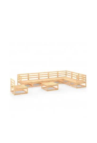 Conjunto de muebles para exterior de color marrón fabricado en madera maciza de pino de vidaXL