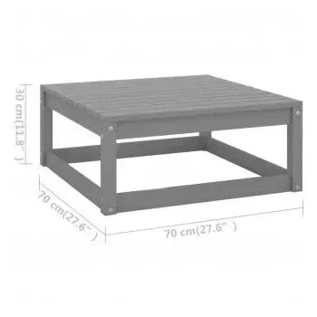 Juego de sillones y mesa de madera de pino para jardín de 12 piezas color gris de vidaXL 9