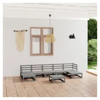 Conjunto de muebles de exterior modular de 8 piezas de madera de pino gris de vidaXL 2