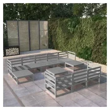 Conjunto de muebles modulares de jardín de madera de pino macizo en gris de vidaXL 2
