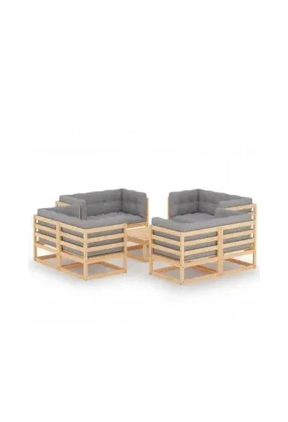 Conjunto mobiliario para jardines con muebles fabricados en pino con cojines antracita de vidaXL