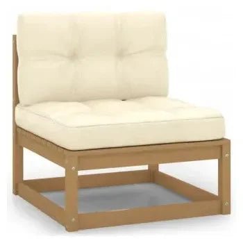 Juego de sofás y mesa para jardín de 4 piezas de madera maciza de pino y cojines con un acabado de vidaXL 3