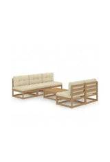 Honey Brown and Cream Solid Pine Wood Outdoor Furniture Set by vidaXL