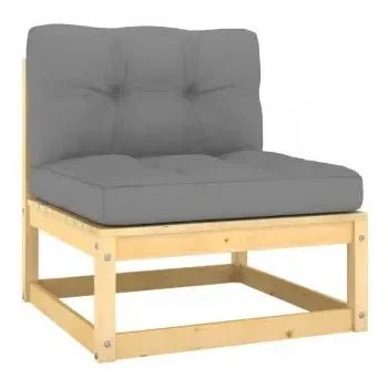 Conjunto de muebles de pino para jardín de 7 piezas con cojines color gris de vidaXL 2