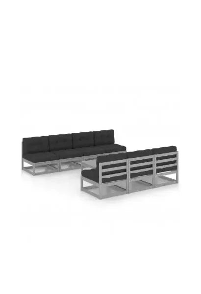 Juego de muebles modulares para exterior de 8 piezas de madera de pino acabado gris de vidaXL