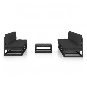 Conjunto de muebles en color negro y gris antracita fabricado en madera de pino de vidaXL 3