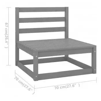 Conjunto para jardín de 6 piezas de mesa con sofás de madera de pino gris y cojines color gris de vidaXL 10