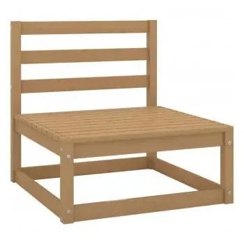 Conjunto de jardín de 6 piezas de mesa con sofás de pino marrón miel y cojines crema de vidaXL 5