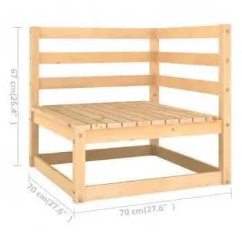 Conjunto mobiliario de jardín fabricado en madera de pino marrón y con cojines en color gris de vidaXL 8