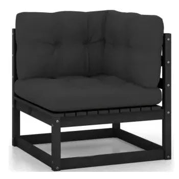 Juego de jardín y terrazas con 9 piezas fabricadas en madera maciza en color negro de vidaXL 3