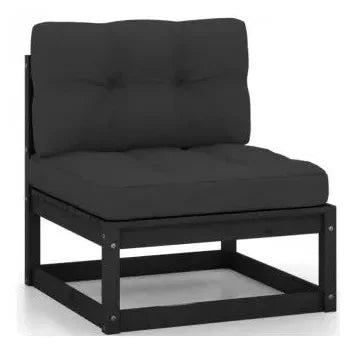 Juego de jardín y terrazas con 9 piezas fabricadas en madera maciza en color negro de vidaXL 4