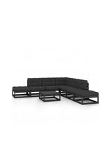8-piece garden furniture set made of wood with black and anthracite gray cushions by vidaXL