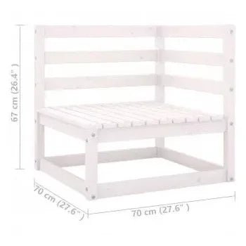 Conjunto de sofá y mesa con reposapiés fabricado en madera de pino blanca con cojines gris antracita de vidaXL 8