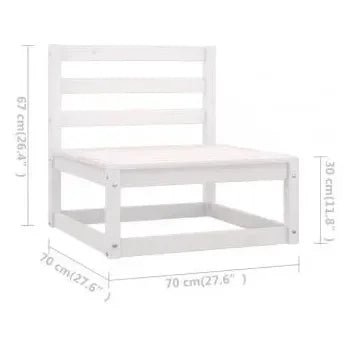 Conjunto de muebles de pino para uso exterior de 5 piezas color blanco con cojines antracita oscuro de vidaXL 4