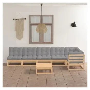 Juego de muebles para jardín de 7 piezas modulares en acabado madera y gris de vidaXL 2