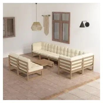 Conjunto mobiliario fabricado en madera para ambientes de exterior en color marrón de vidaXL 2