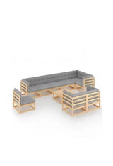 Conjunto mobiliario de muebles fabricados en pino con cojines de acabado gris de vidaXL
